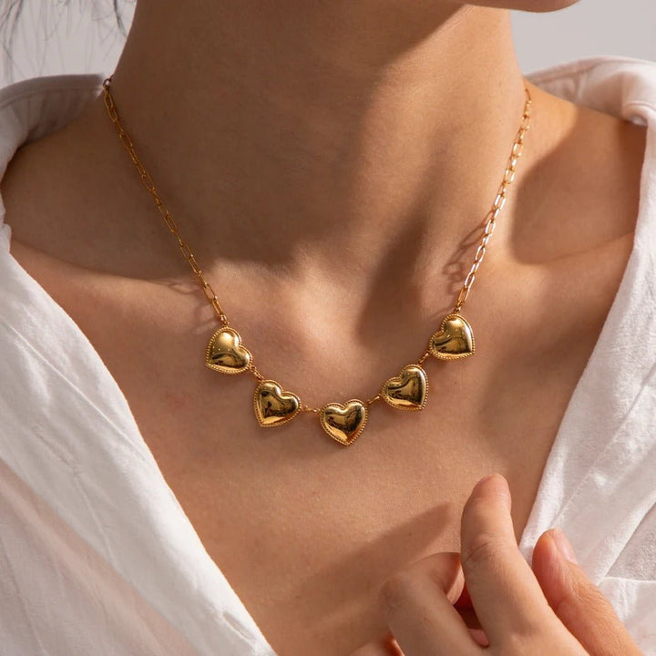 Golden Heart Link Necklace - Meliorae